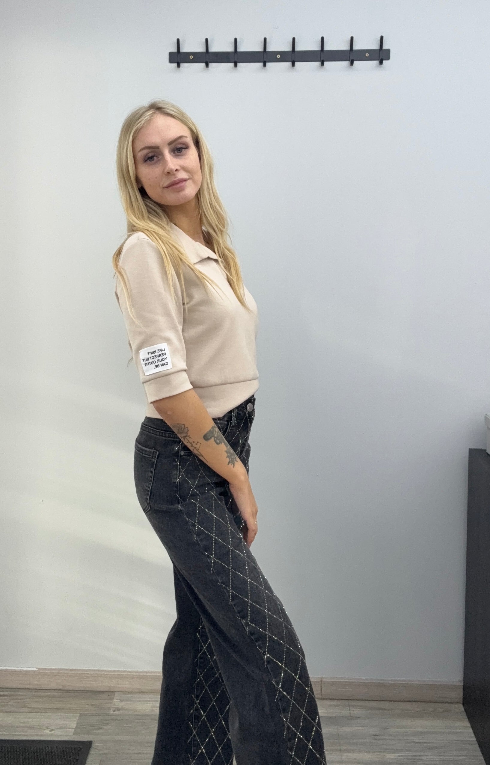 Strass broek zwart