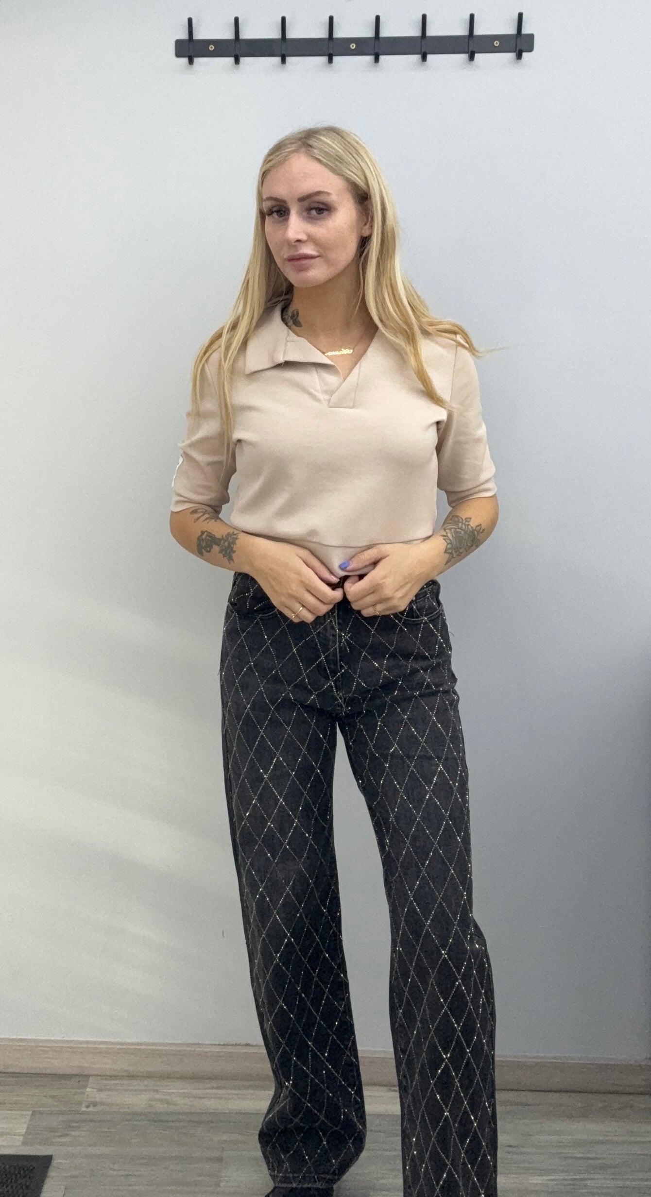 Strass broek zwart