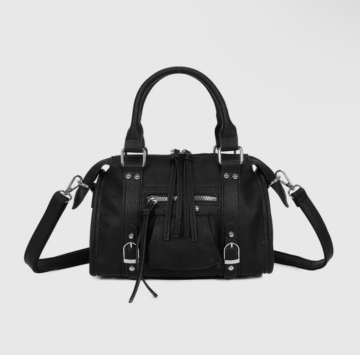 Sally Bag - Medium Black (silver metal)