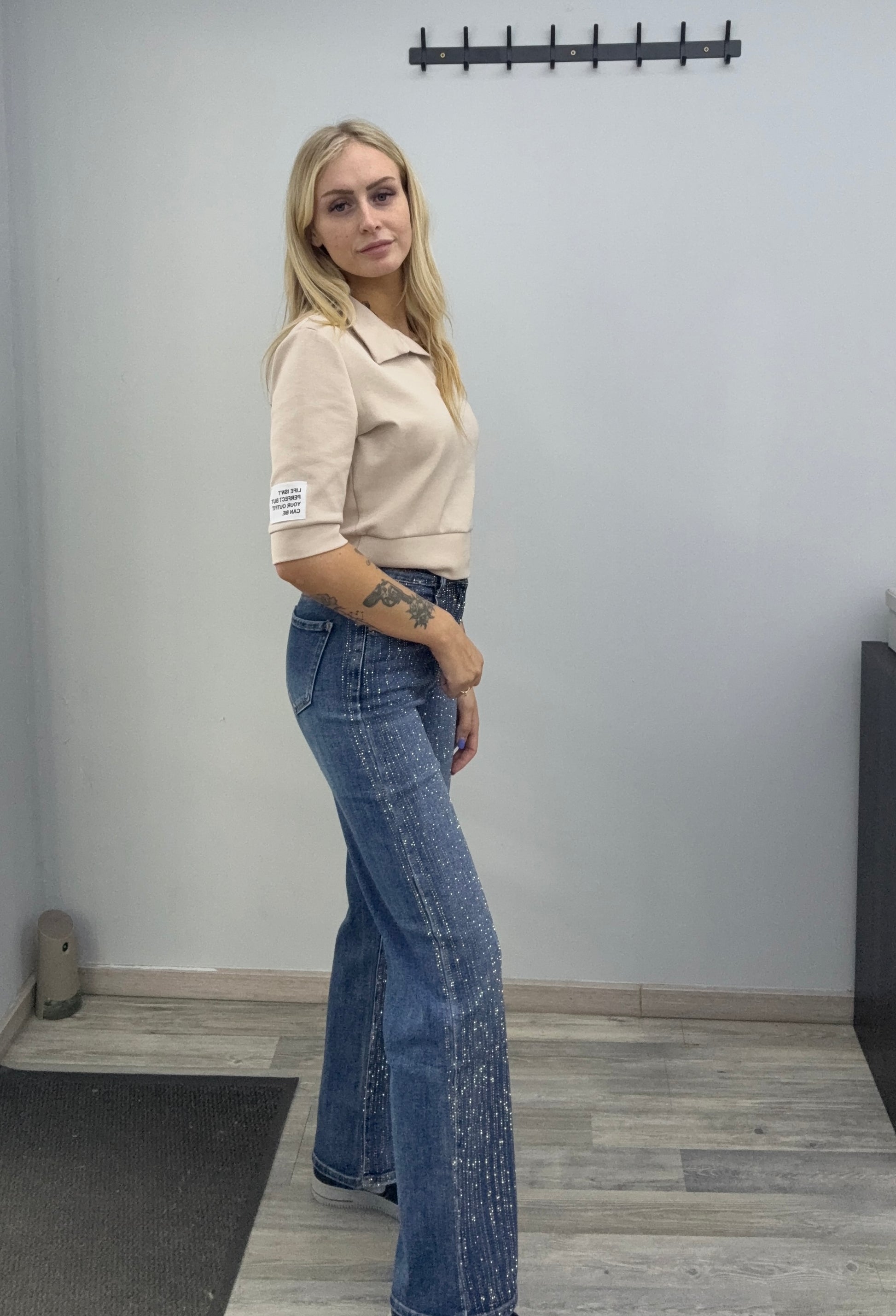 Strass broek blauw