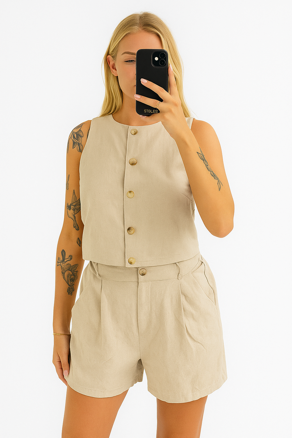 Linnen korte set