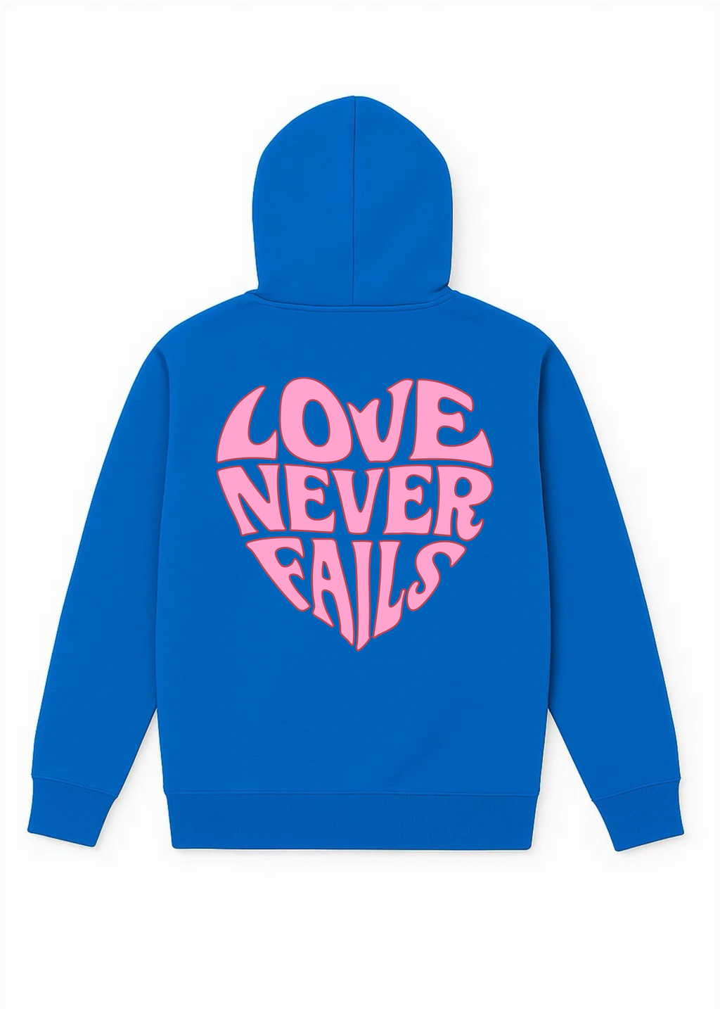 Love never fails hoodie blauw