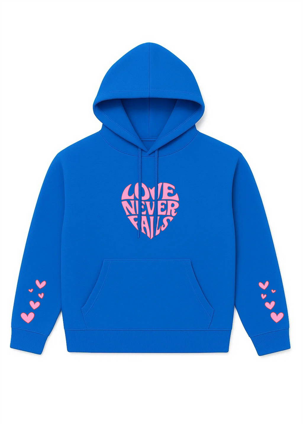 Love never fails hoodie blauw