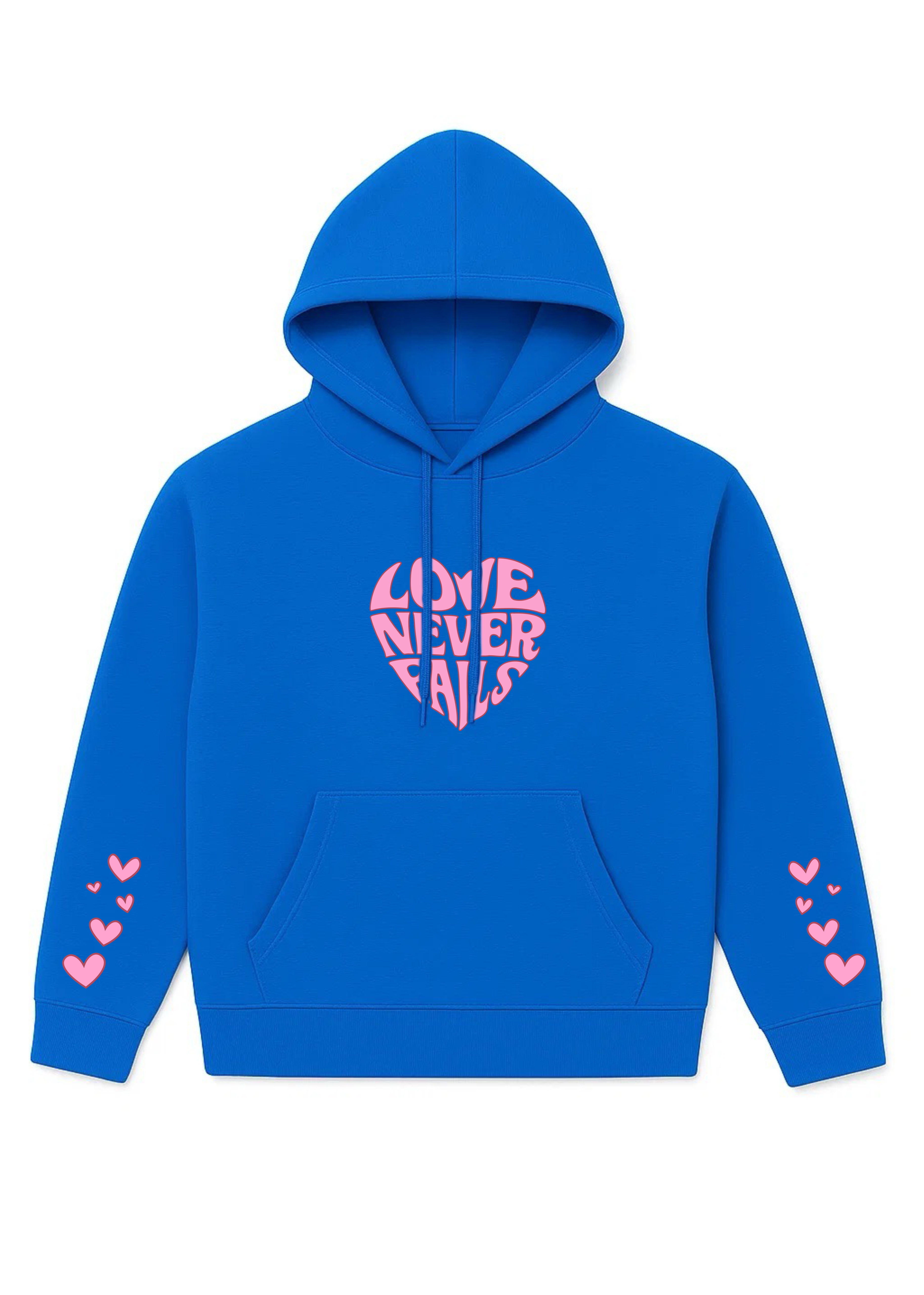 Love never fails hoodie blauw