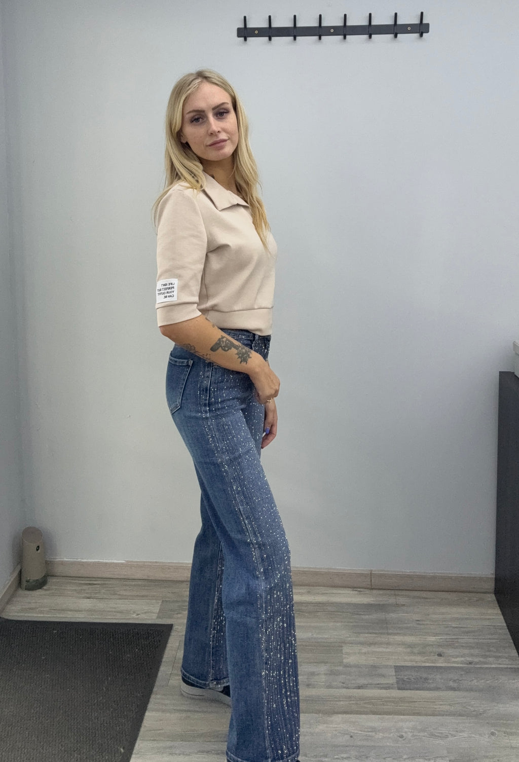 Strass broek blauw