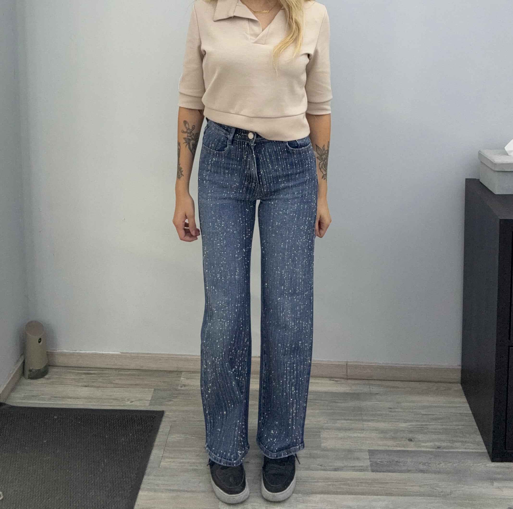 Strass broek blauw